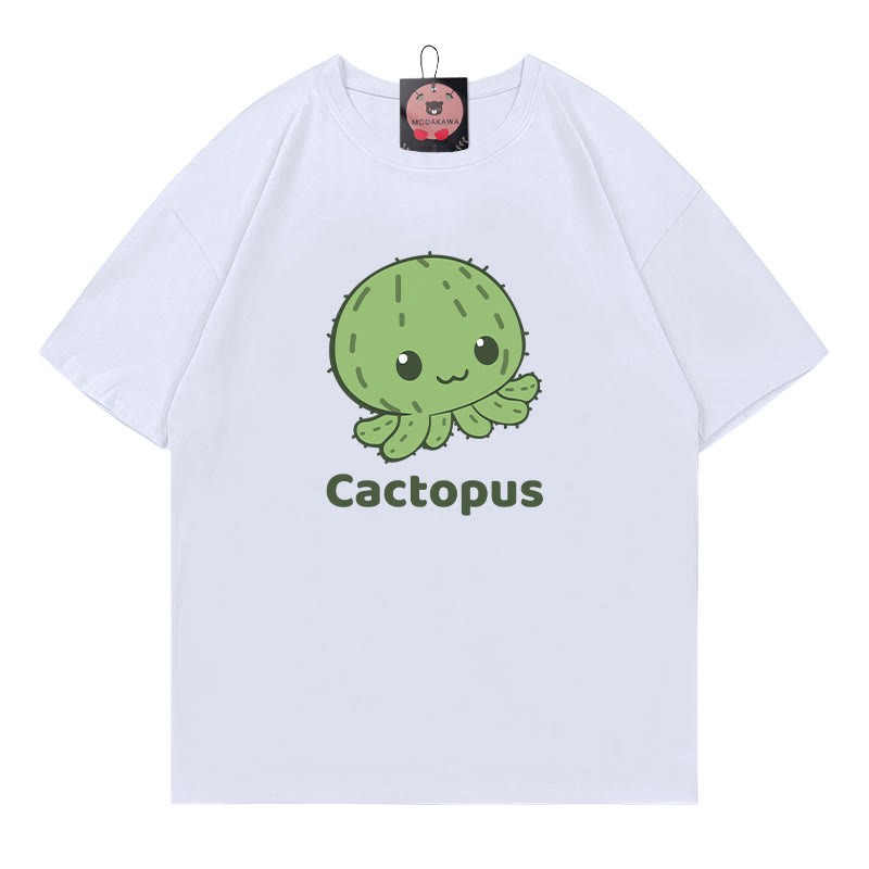CACTOPUS サボテン タコ プリントModakawaTシャツ - White - 5XL - image 3