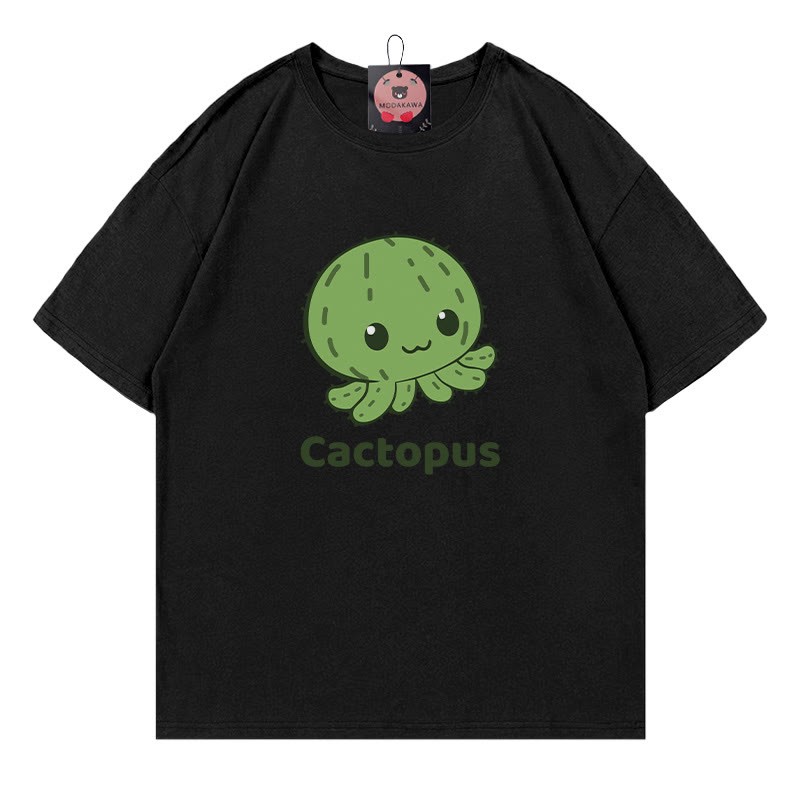 CACTOPUS サボテン タコ プリントModakawaTシャツ - Black - 5XL - image 4