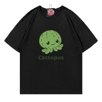 CACTOPUS サボテン タコ プリントModakawaTシャツ - Black - 5XL - image 4