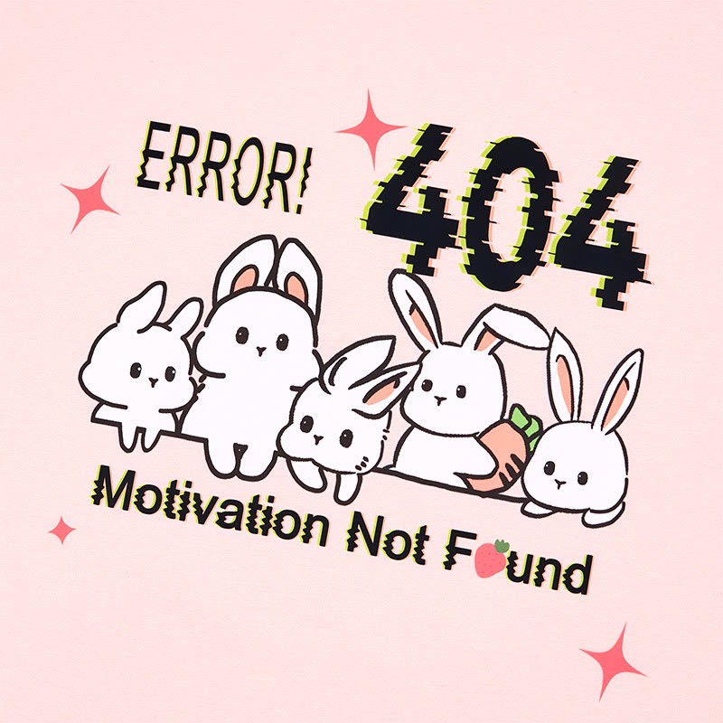 ERROR 404 MOTIVATION NOT FOUNDん バニープリント100%綿ModakawaTシャツ - image 2