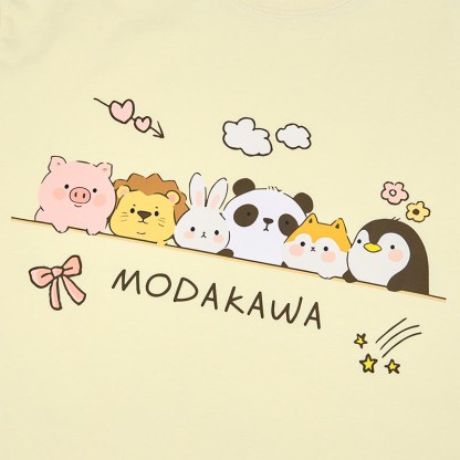 動物たちが一列に並んだ文字プリントのModakawaTシャツ - image 2