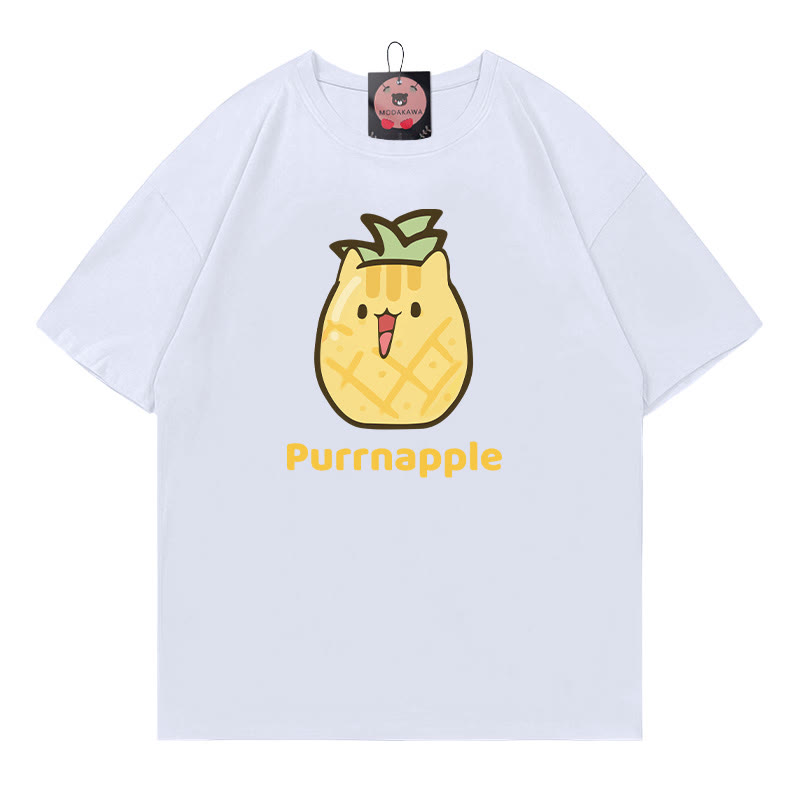 PURRNAPPLE パープルパイナップルプリントModakawaTシャツ - White - 5XL - image 2