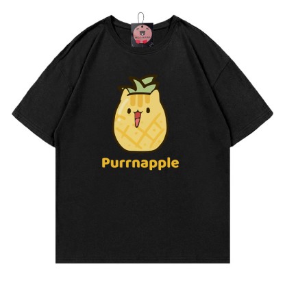 PURRNAPPLE パープルパイナップルプリントModakawaTシャツ - Black - 5XL - image 1