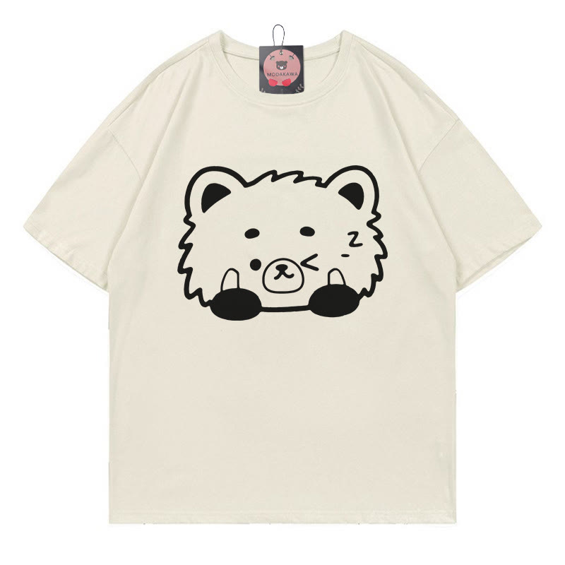 クマプリントTシャツ - Beige - 5XL - image 1