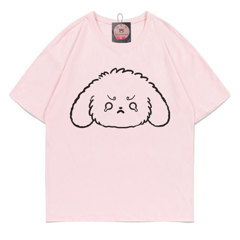 泣いているウサギのプリントTシャツ - Pink - 5XL - image 2