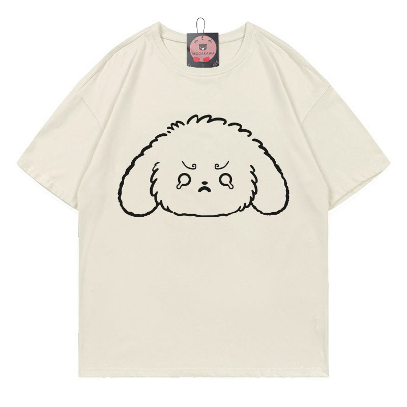 泣いているウサギのプリントTシャツ - Beige - 5XL - image 1