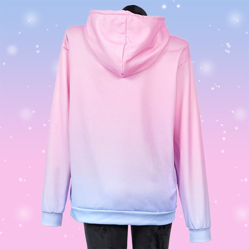 Modakawaグラデーション キティ レタープリント ルーズ パーカー - image 4