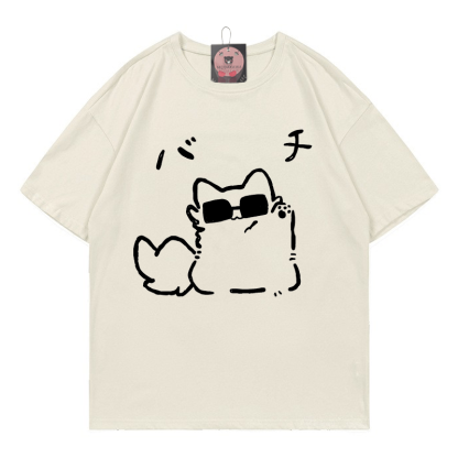 メガネキティプリントTシャツ - Beige - 5XL - image 3