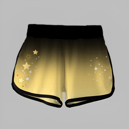 Modakawaグラデーションスターレタープリントカジュアルショートパンツ - image 2