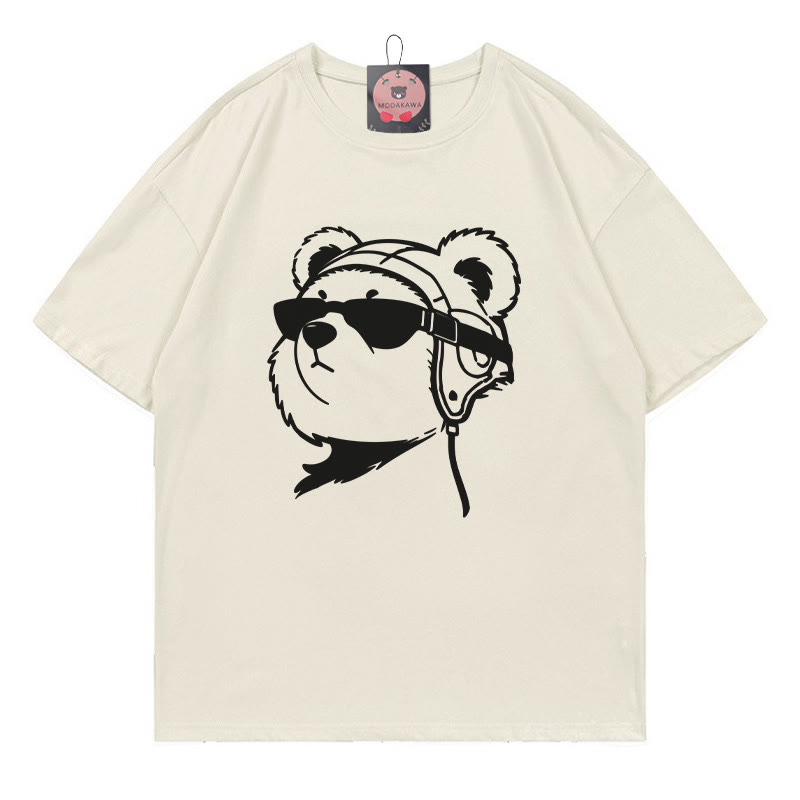 サングラスベアプリントTシャツ - Beige - 5XL - image 1