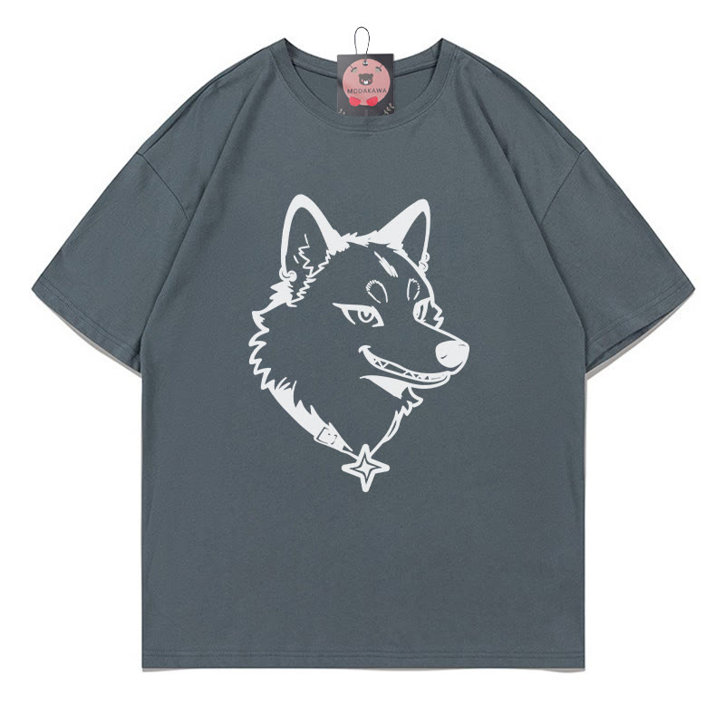 子犬プリントTシャツ - Grey - 5XL - image 2
