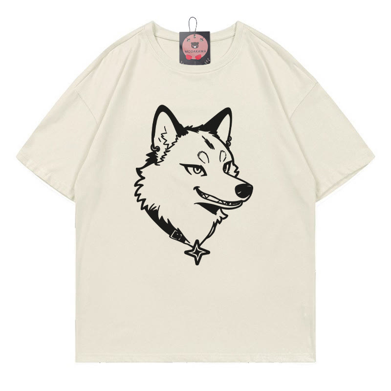 子犬プリントTシャツ - Beige - 5XL - image 1