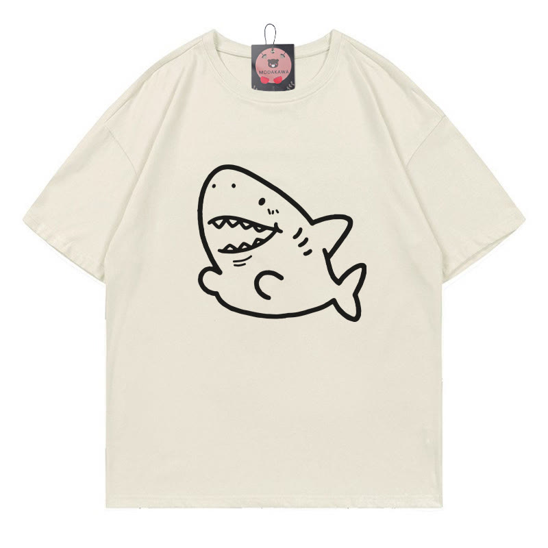 サメプリントModakawaTシャツ - Beige - 5XL - image 2