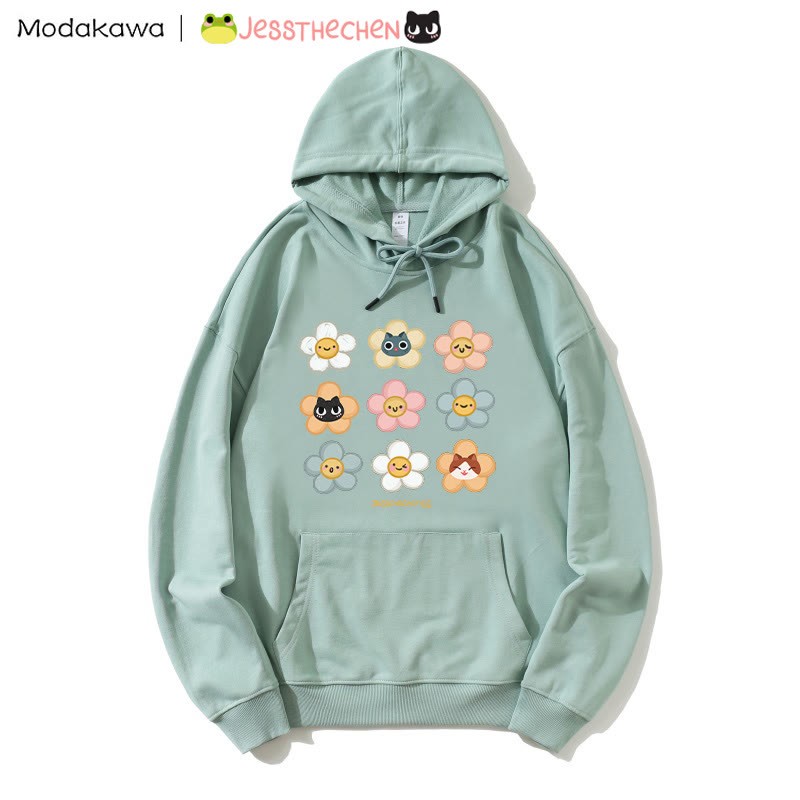 MODAKAWA X jessthechen フラワーキティプリント ルーズパーカー - Green - 5XL - image 1