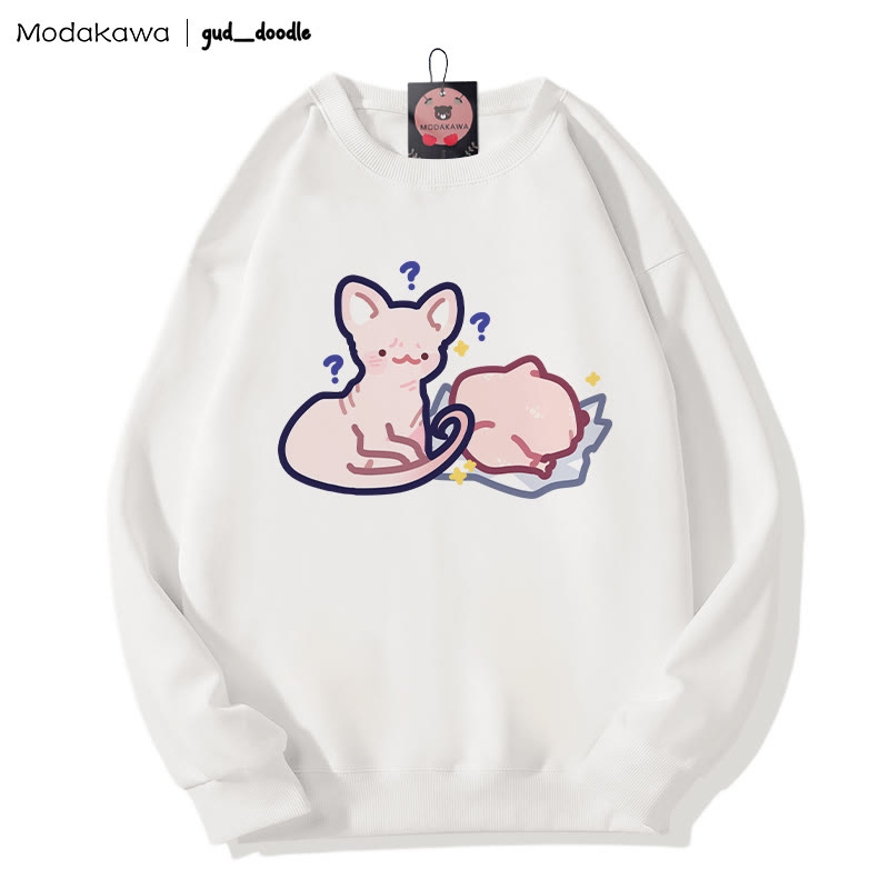 MODAKAWA X gud_doodleキティチキンプリント ラウンドカラー スウェットシャツ - White - 3XL - image 4