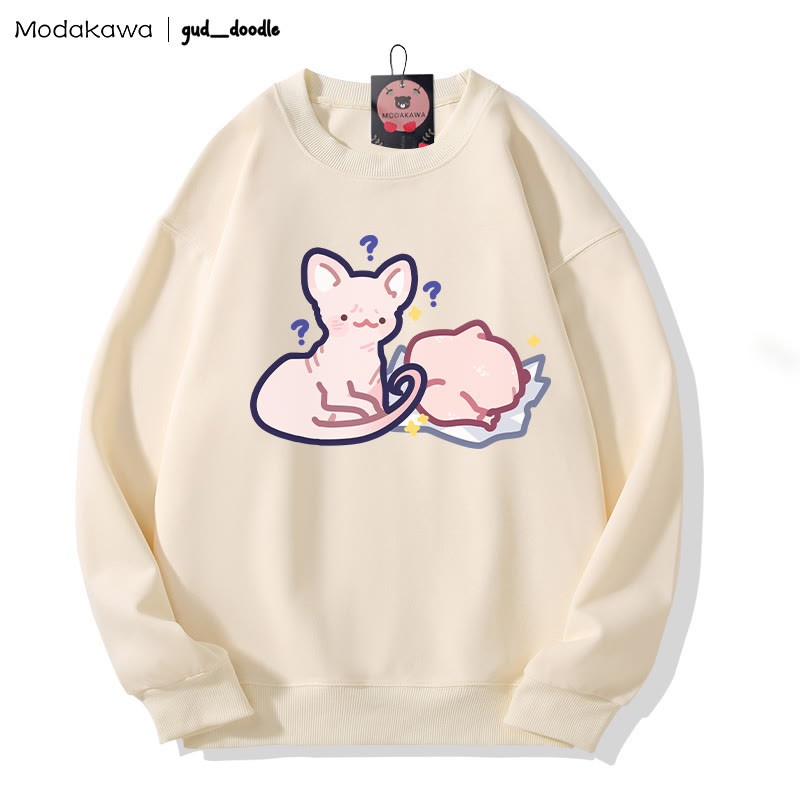 MODAKAWA X gud_doodleキティチキンプリント ラウンドカラー スウェットシャツ - Apricot - 3XL - image 3