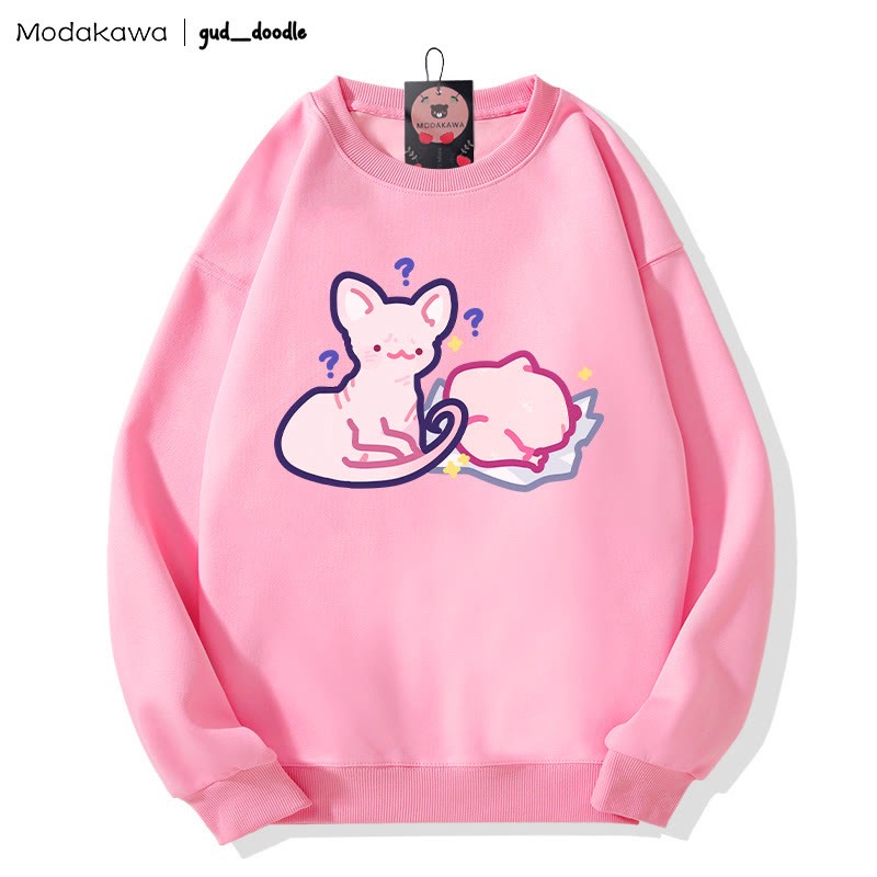 MODAKAWA X gud_doodleキティチキンプリント ラウンドカラー スウェットシャツ - Pink - 3XL - image 6
