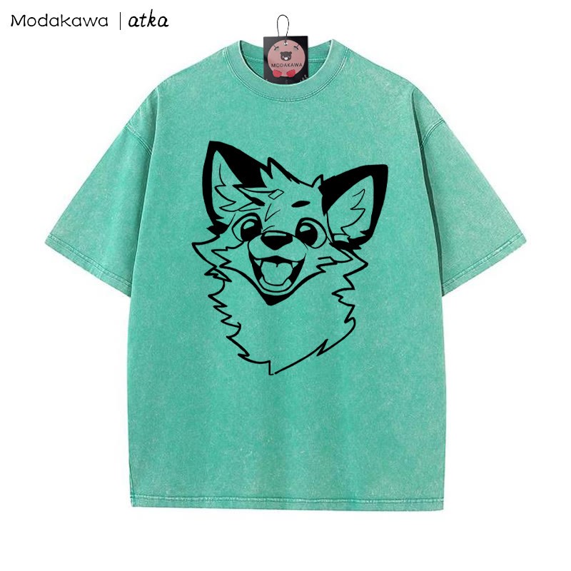 MODAKAWA × atka Fox プリント ヴィンテージウォッシュTシャツ - Green - 5XL - image 2