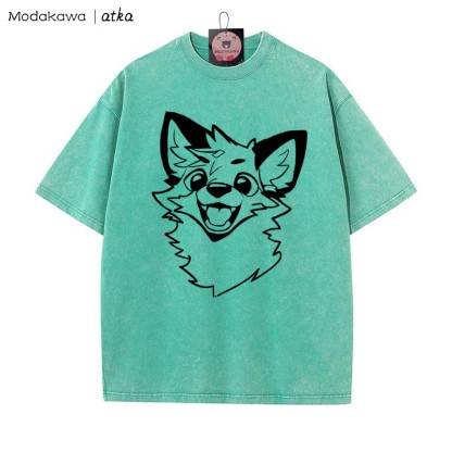MODAKAWA × atka Fox プリント ヴィンテージウォッシュTシャツ - Green - 5XL - image 2