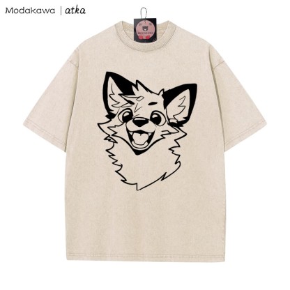 MODAKAWA × atka Fox プリント ヴィンテージウォッシュTシャツ - Apricot - 5XL - image 1