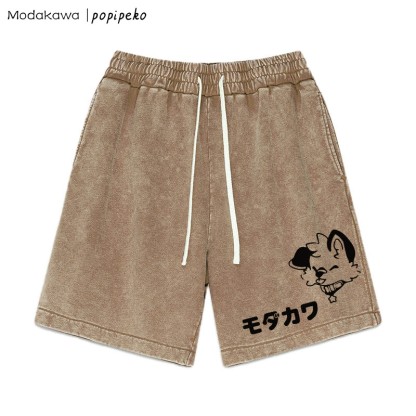 MODAKAWA × popipeko パピーレタープリント ヴィンテージウォッシュドショーツ - Brown - 3XL - image 2
