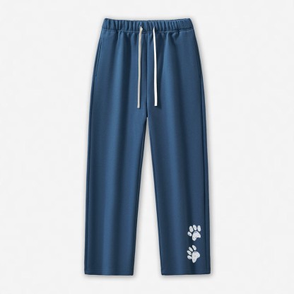 足跡プリントカジュアルパンツ - ダークブルー - 5XL - image 2