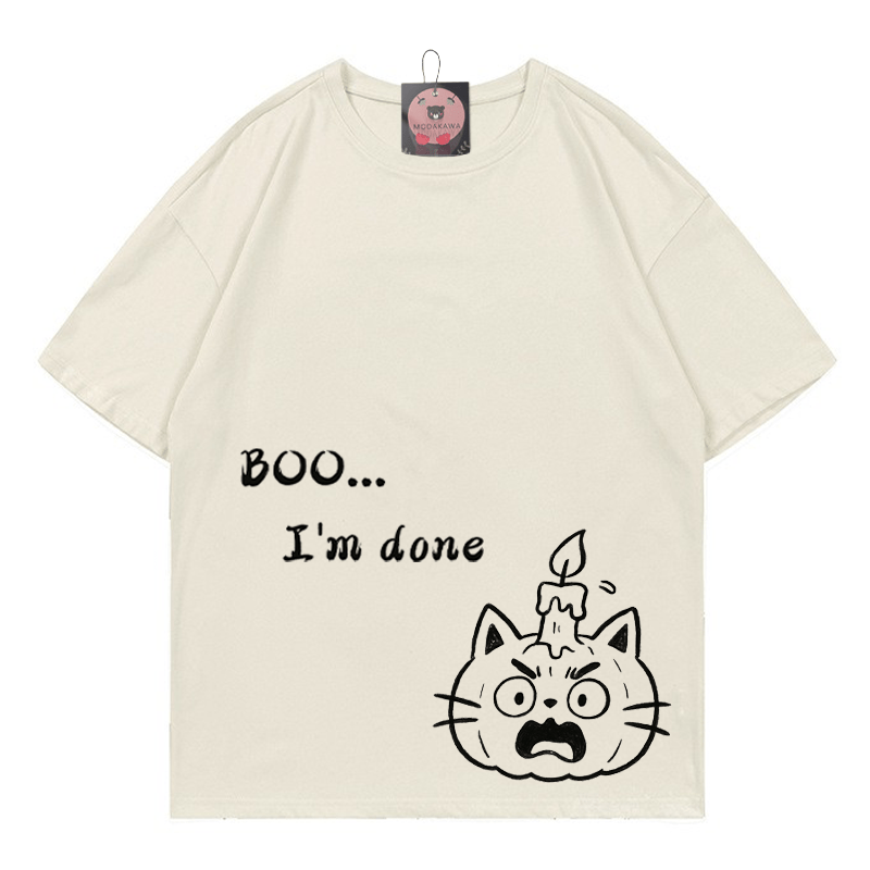 BOO I AM DONE パンプキンキティプリントTシャツ - ベージュ - 5XL - image 4