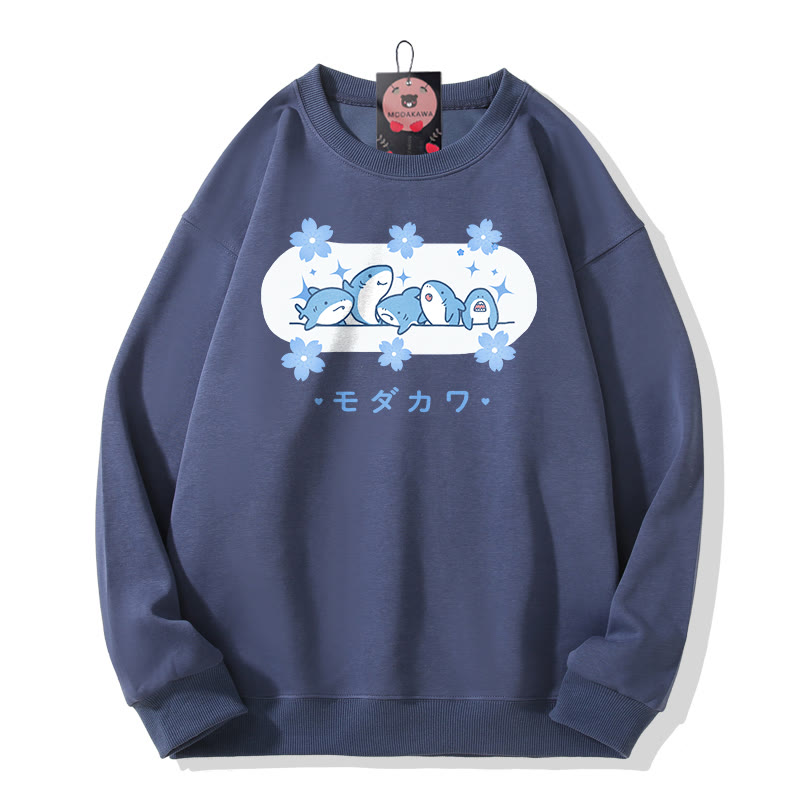 シャークプリント MODAKAWA ラウンドカラー スウェットシャツ - Dark Blue - 5XL - image 2