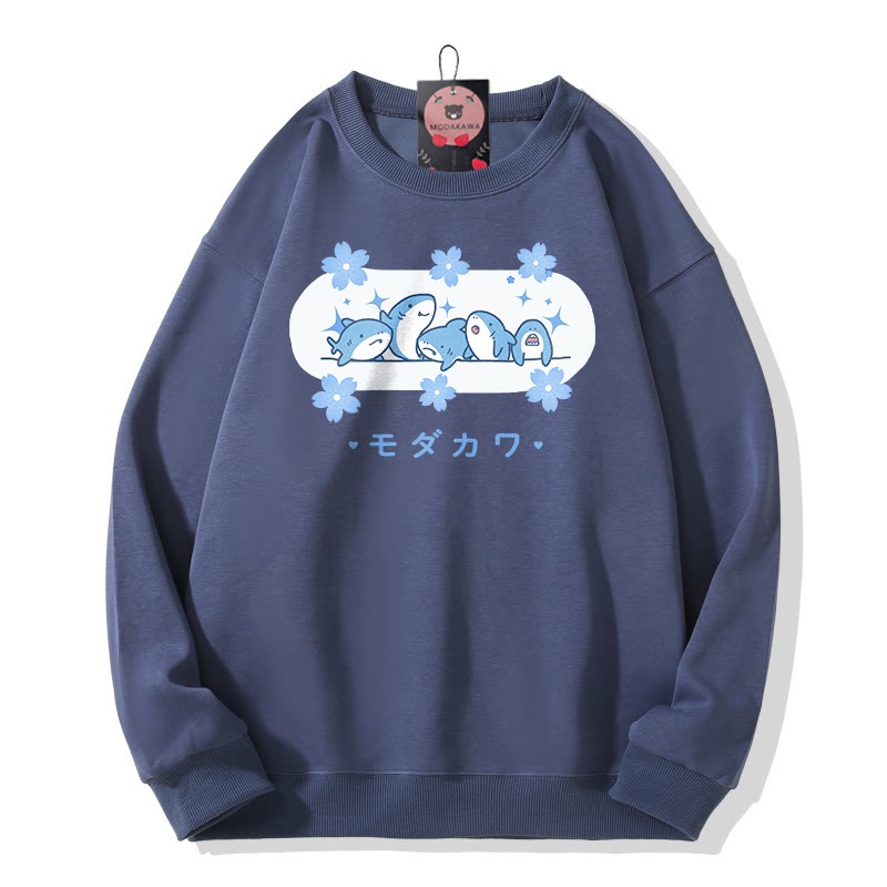 シャークプリント MODAKAWA ラウンドカラー スウェットシャツ - Dark Blue - 5XL - image 2