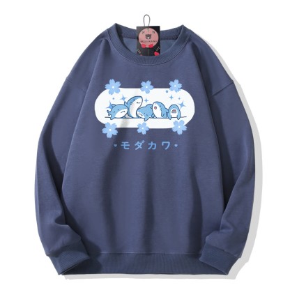 シャークプリント MODAKAWA ラウンドカラー スウェットシャツ - Dark Blue - 5XL - image 2
