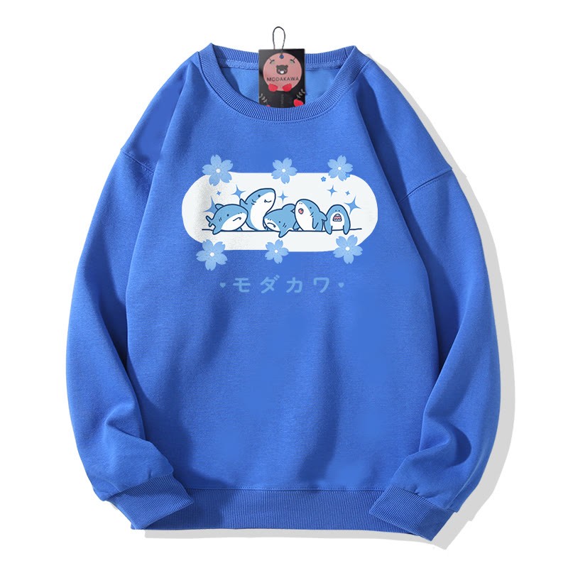 シャークプリント MODAKAWA ラウンドカラー スウェットシャツ - Blue - 5XL - image 1