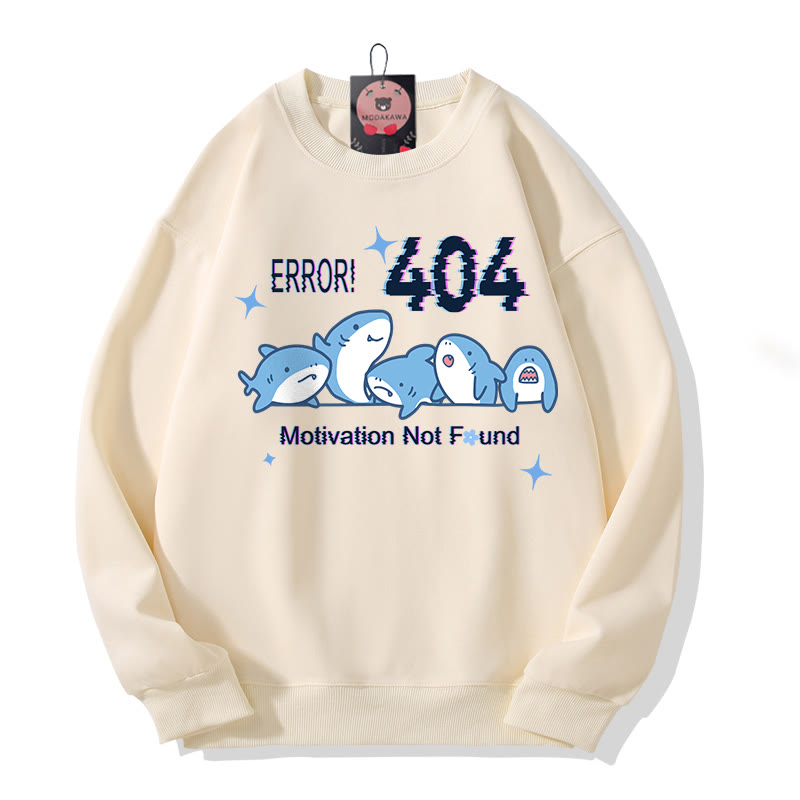 ERROR 404 MOTIVATION NOT FOUNDん シャークプリント ラウンドカラー スウェットシャツ - Apricot - 5XL - image 2