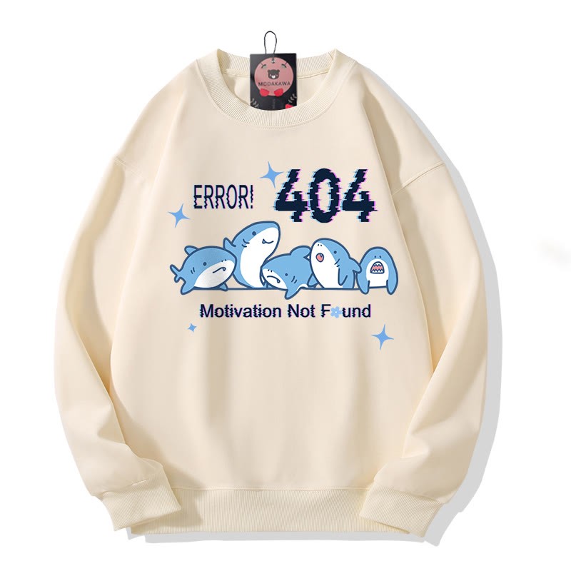 ERROR 404 MOTIVATION NOT FOUNDん シャークプリント ラウンドカラー スウェットシャツ - Apricot - 5XL - image 2