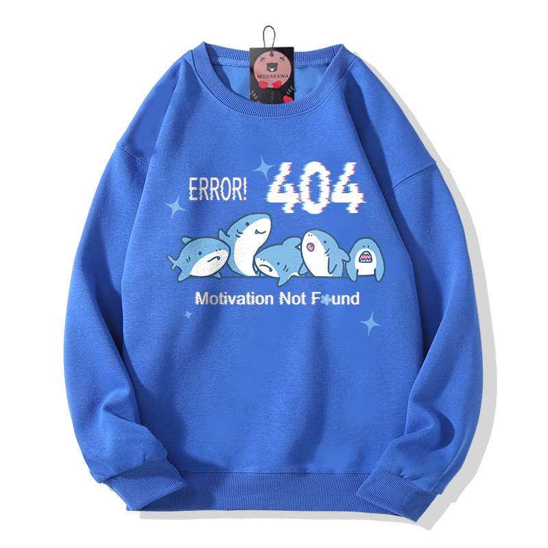 ERROR 404 MOTIVATION NOT FOUNDん シャークプリント ラウンドカラー スウェットシャツ - Blue - 5XL - image 1