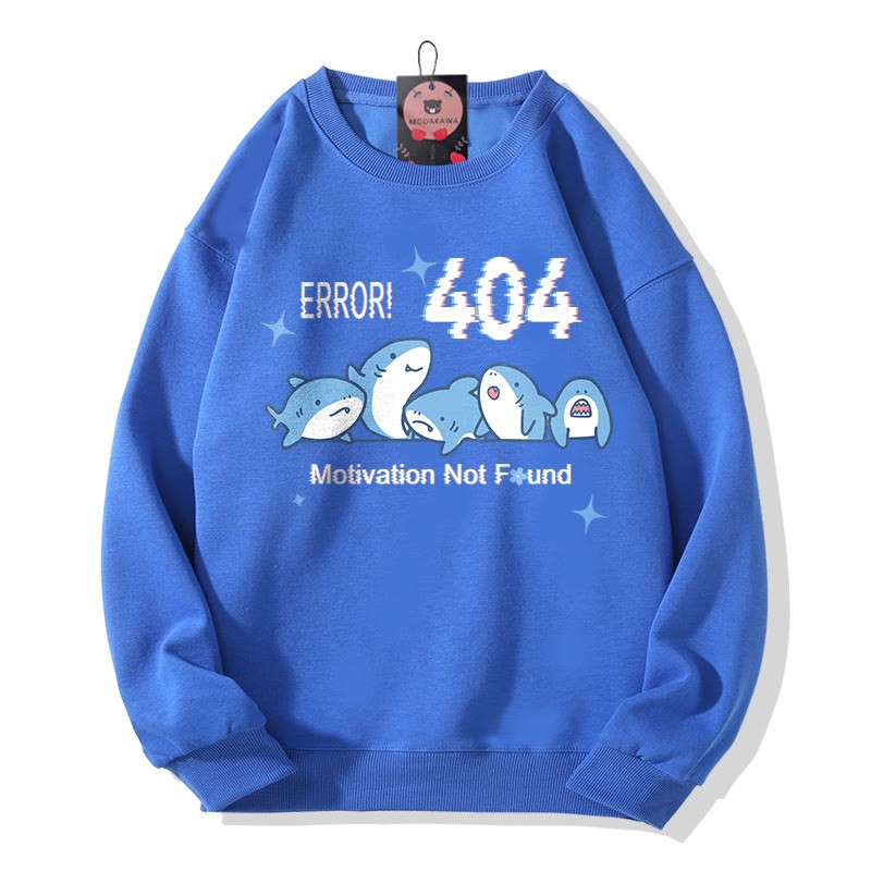 ERROR 404 MOTIVATION NOT FOUNDん シャークプリント ラウンドカラー スウェットシャツ - Blue - 5XL - image 1