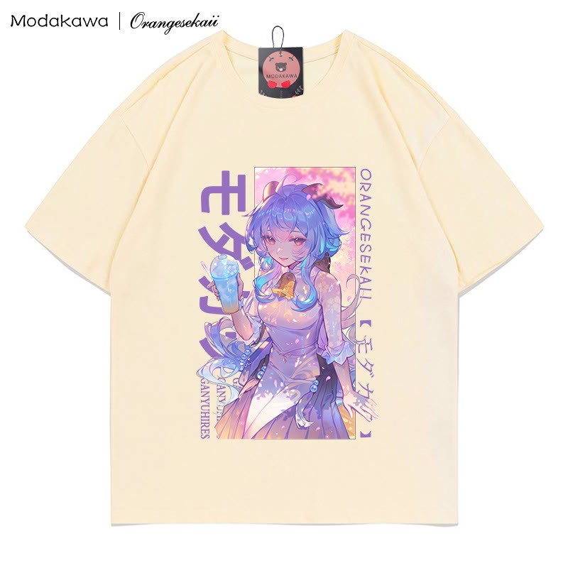 MODAKAWA × orangesekaii ganyuhires プリントTシャツ - Apricot - 5XL - image 2