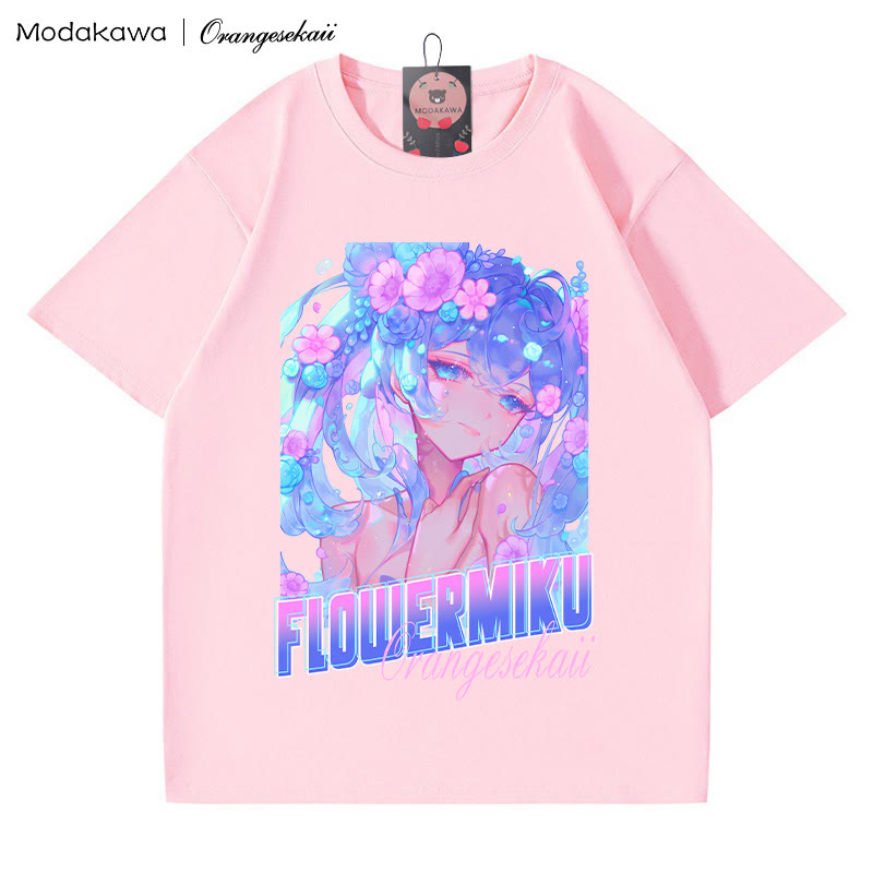 MODAKAWA × orangesekaii flowermiku プリントTシャツ - Pink - 5XL - image 2