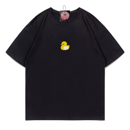 ダックプリント100%綿ModakawaTシャツ - Black - 5XL - image 3