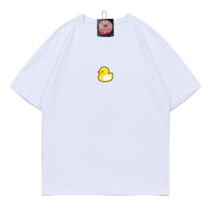 ダックプリント100%綿ModakawaTシャツ - White - 5XL - image 1