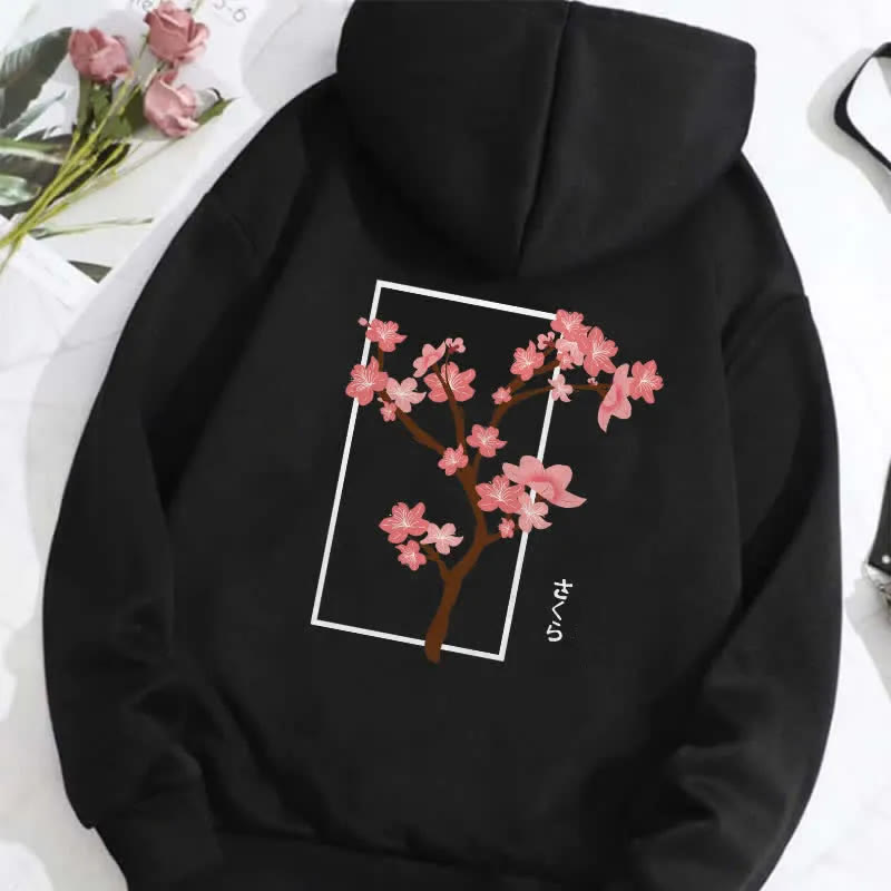 Modakawa桜プリント プラッシュパーカー - Black - 2XL - image 1