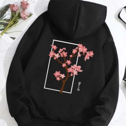Modakawa桜プリント プラッシュパーカー - Black - 2XL - image 1