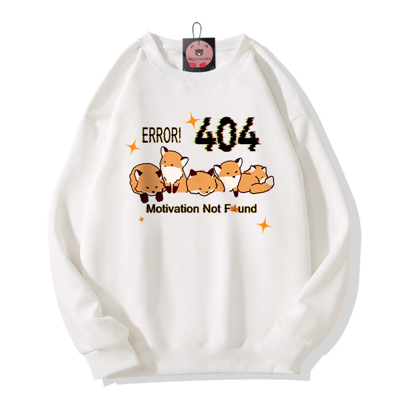 ERROR 404 MOTIVATION NOT FOUNDん フォックスプリント ラウンドカラー スウェットシャツ - White - 5XL - image 2