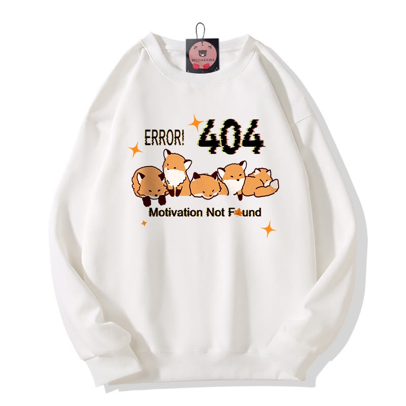 ERROR 404 MOTIVATION NOT FOUNDん フォックスプリント ラウンドカラー スウェットシャツ - White - 5XL - image 2