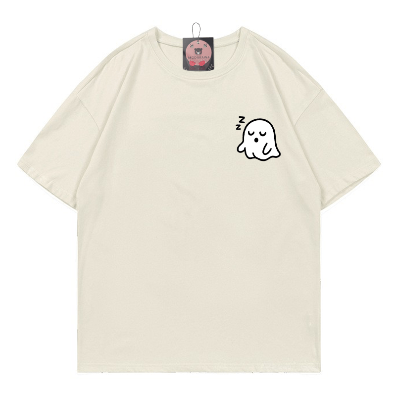 眠れる幽霊プリントTシャツ - ベージュ - 5XL - image 1