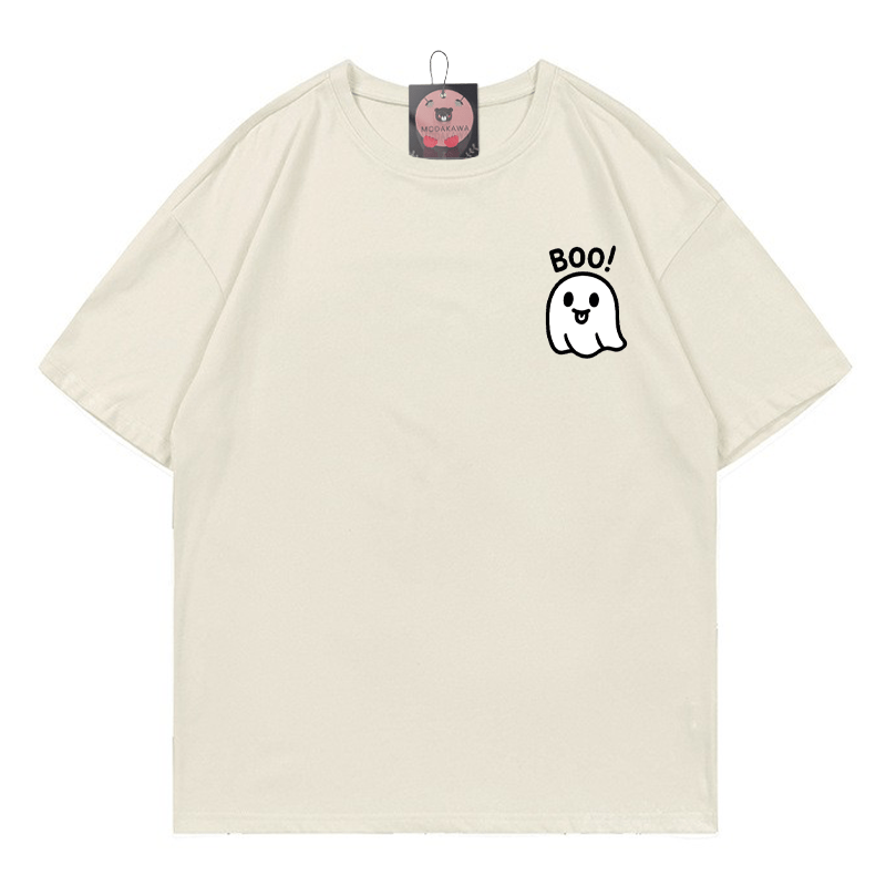 BOOゴーストプリントTシャツ - ベージュ - 5XL - image 1