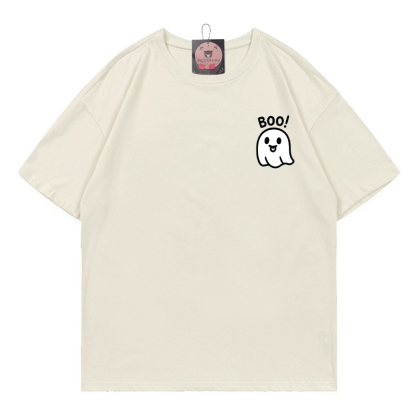 BOOゴーストプリントTシャツ - ベージュ - 5XL - image 1