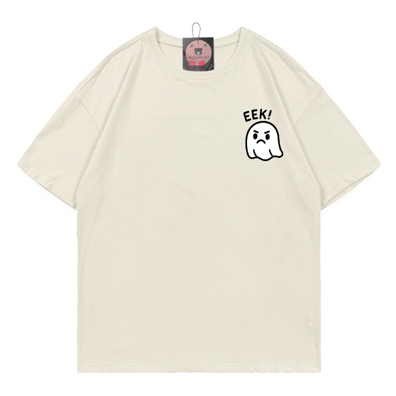 EEK 不機嫌な幽霊プリントTシャツ - ベージュ - 5XL - image 2