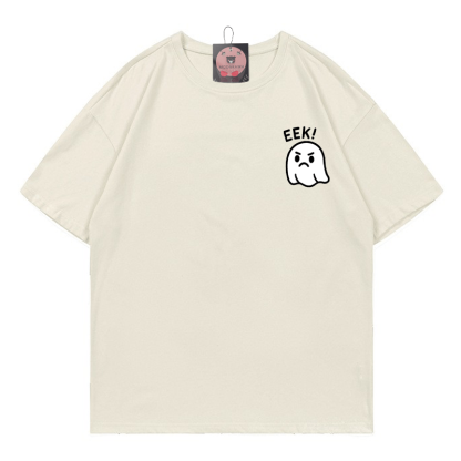 EEK 不機嫌な幽霊プリントTシャツ - ベージュ - 5XL - image 2