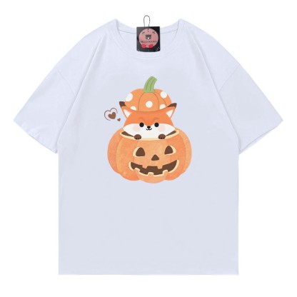 パンプキンフォックスプリントTシャツ - 白 - 5XL - image 2