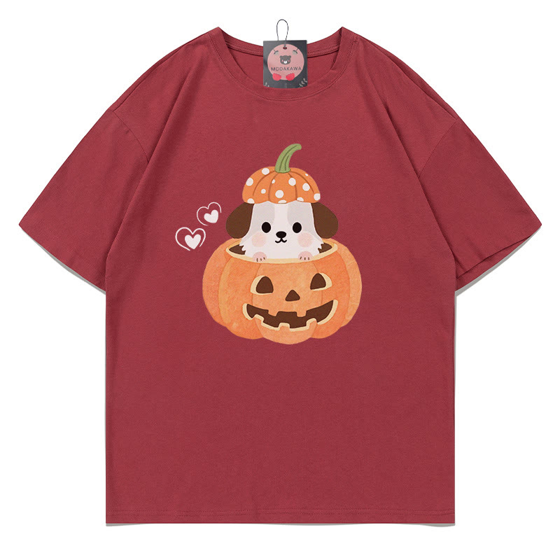 パンプキンパピープリントTシャツ - 赤 - 5XL - image 1